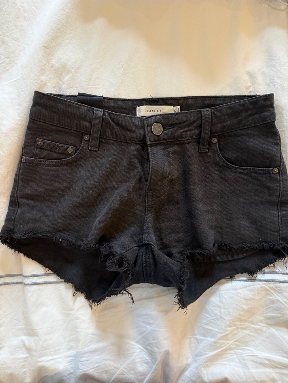 Talula Black Frayed Hem Denim Cutoff Shorts